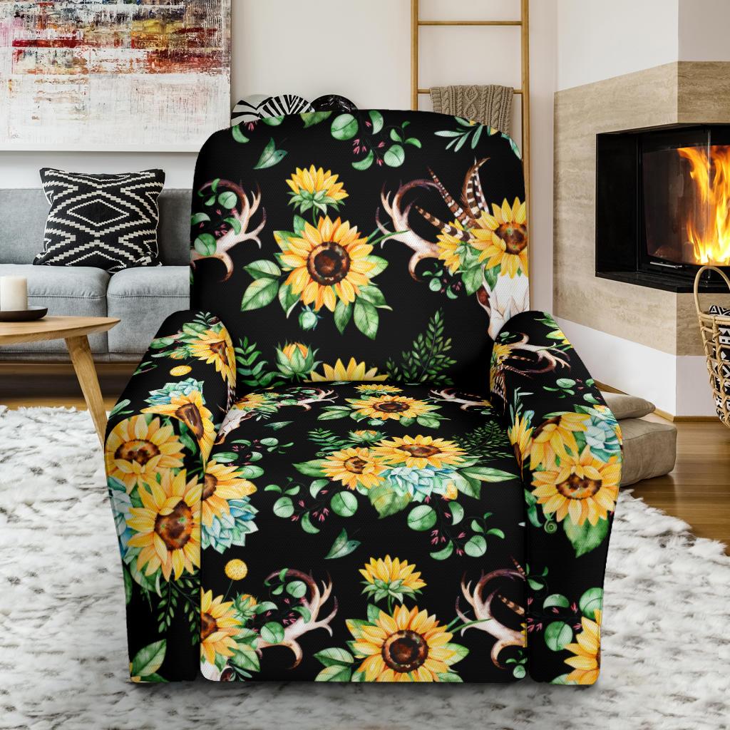 Sunflower Pattern Print Design SF08 Recliner Slipcover-JORJUNE.COM