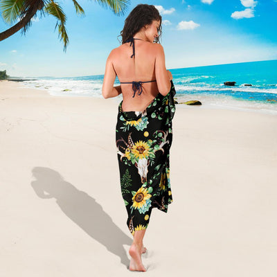 Sunflower Pattern Print Design SF08 Sarong Pareo Wrap-JORJUNE.COM