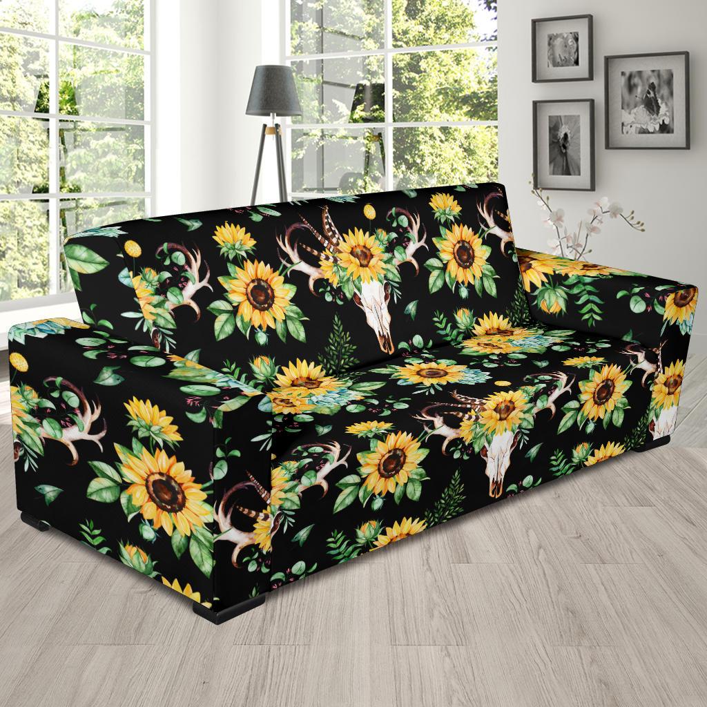 Sunflower Pattern Print Design SF08 Sofa Slipcover-JORJUNE.COM