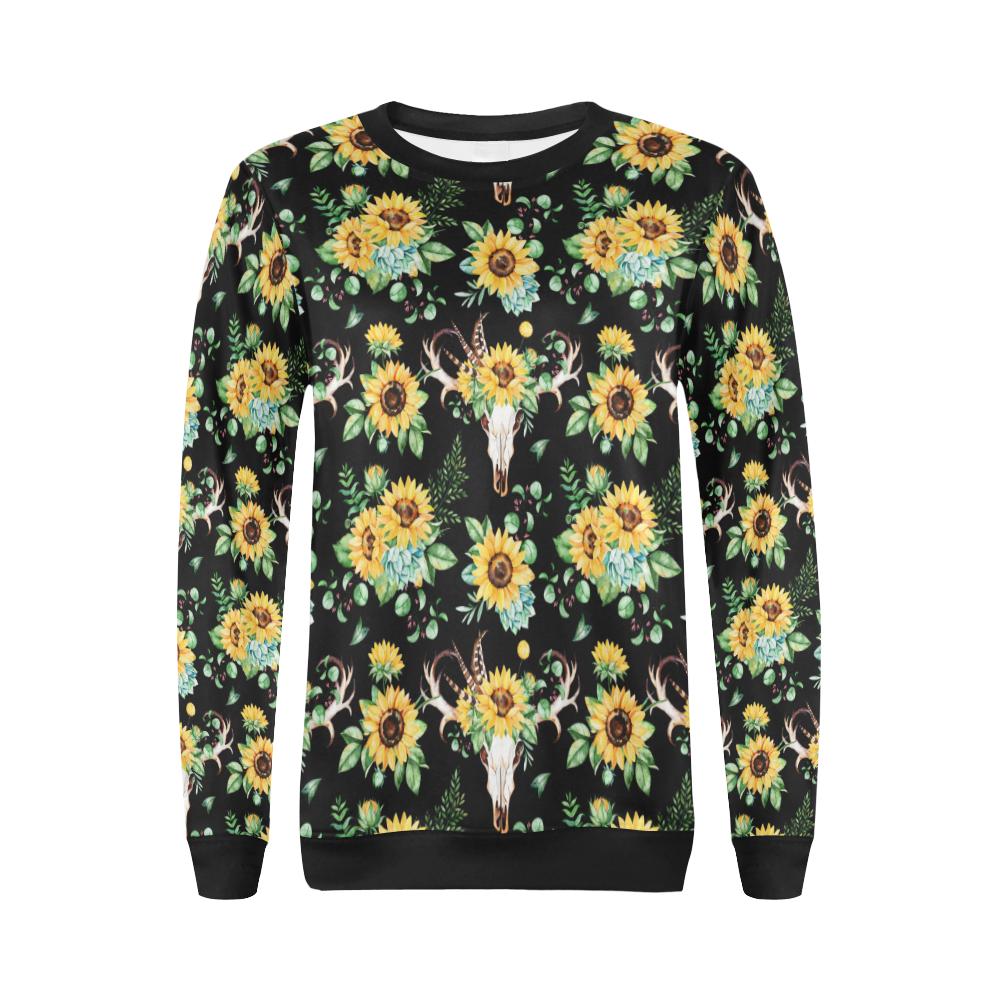 Sunflower Pattern Print Design SF08 Women Long Sleeve Sweatshirt-JorJune