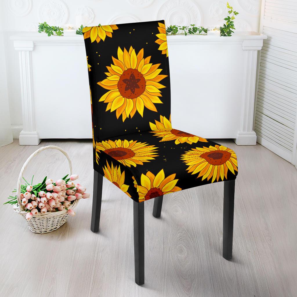 Sunflower Pattern Print Design SF09 Dining Chair Slipcover-JORJUNE.COM