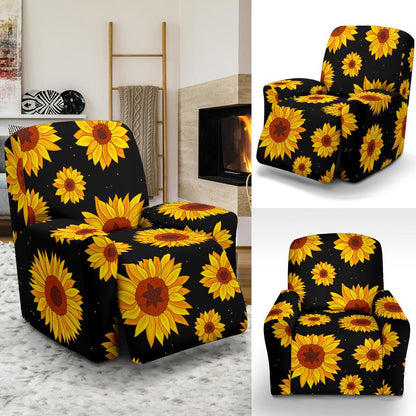 Sunflower Pattern Print Design SF09 Recliner Slipcover-JORJUNE.COM