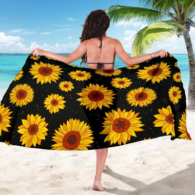 Sunflower Pattern Print Design SF09 Sarong Pareo Wrap-JORJUNE.COM