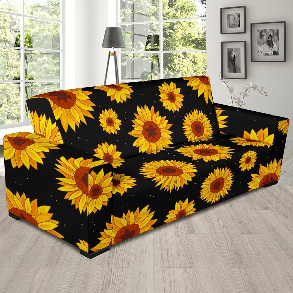 Sunflower Pattern Print Design SF09 Sofa Slipcover-JORJUNE.COM