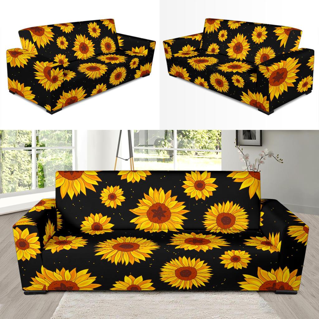 Sunflower Pattern Print Design SF09 Sofa Slipcover-JORJUNE.COM