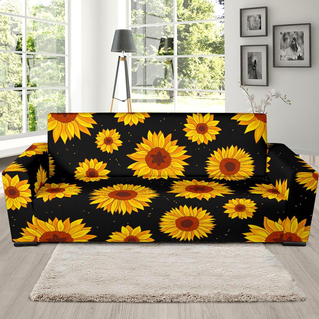 Sunflower Pattern Print Design SF09 Sofa Slipcover-JORJUNE.COM
