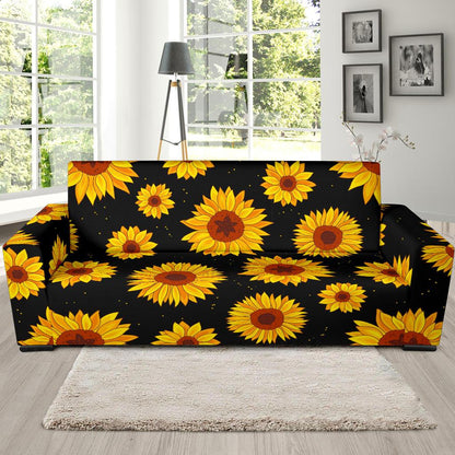 Sunflower Pattern Print Design SF09 Sofa Slipcover-JORJUNE.COM