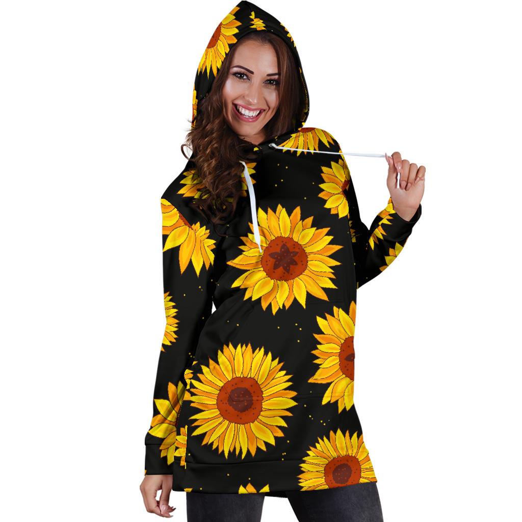 Sunflower Pattern Print Design SF09 Women Hoodie Dress
