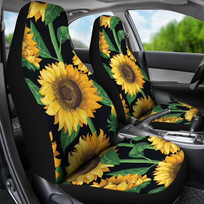 Sunflower Realistic Print Pattern Universal Fit Car Seat Covers