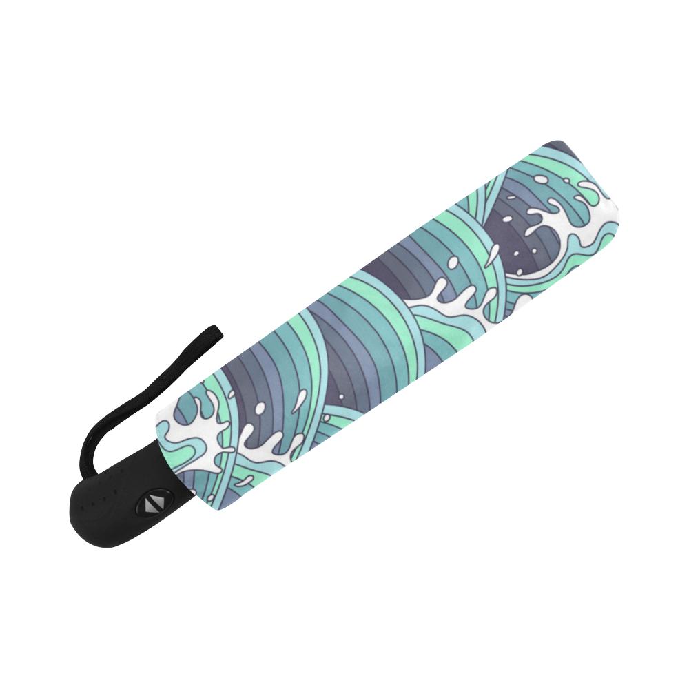 Surf Blue Wave Automatic Foldable Umbrella