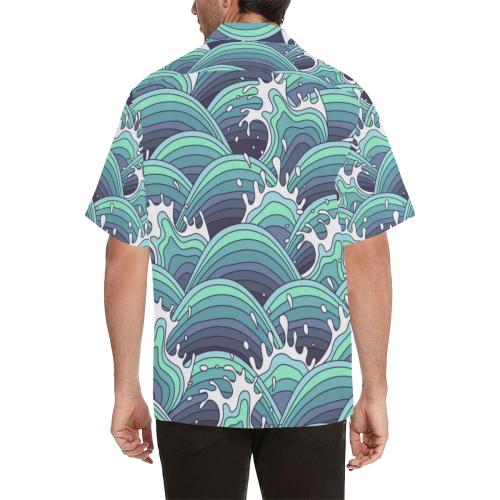 Surf Blue Wave Men Hawaiian Shirt