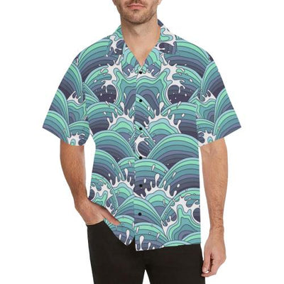 Surf Blue Wave Men Hawaiian Shirt