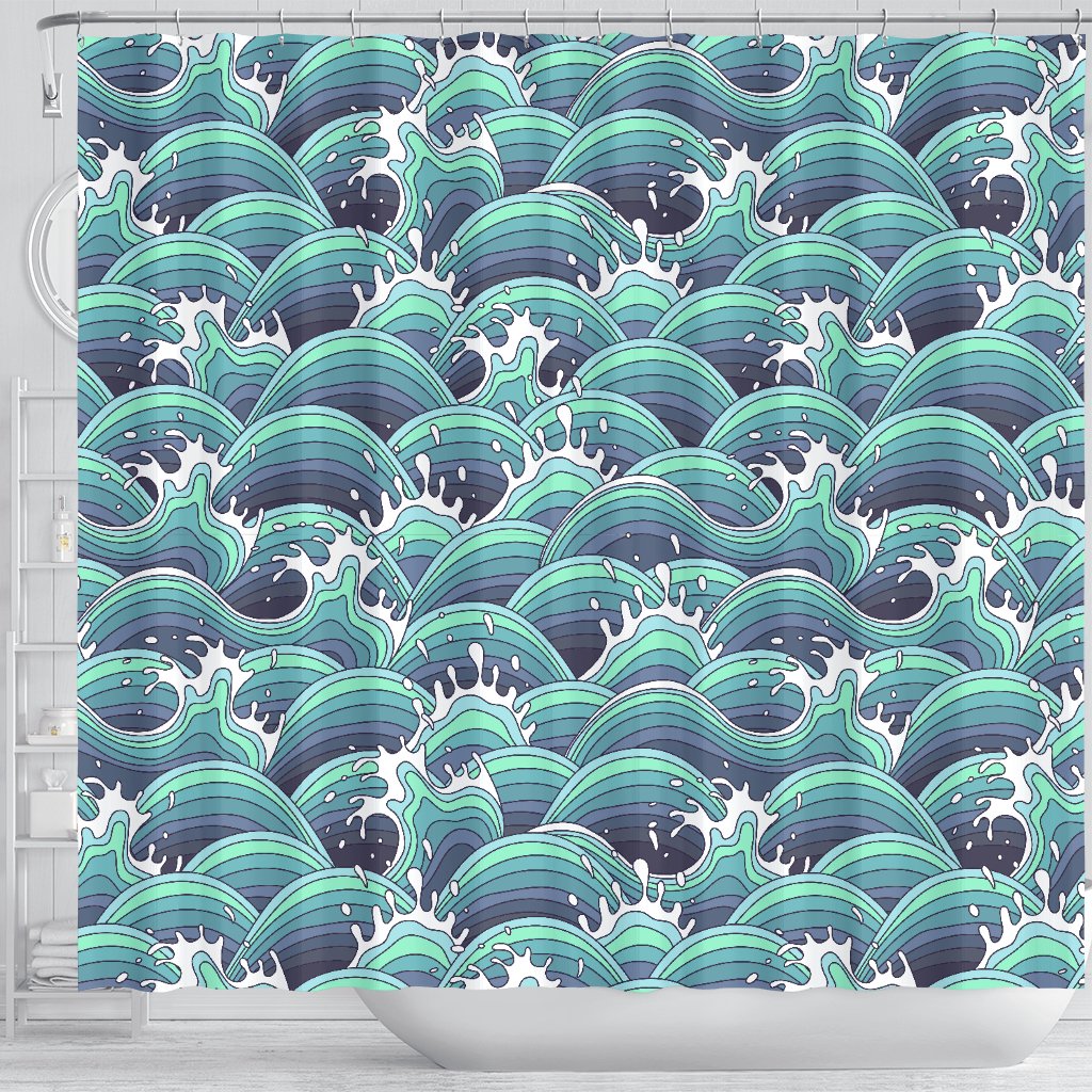Surf Blue Wave Shower Curtain