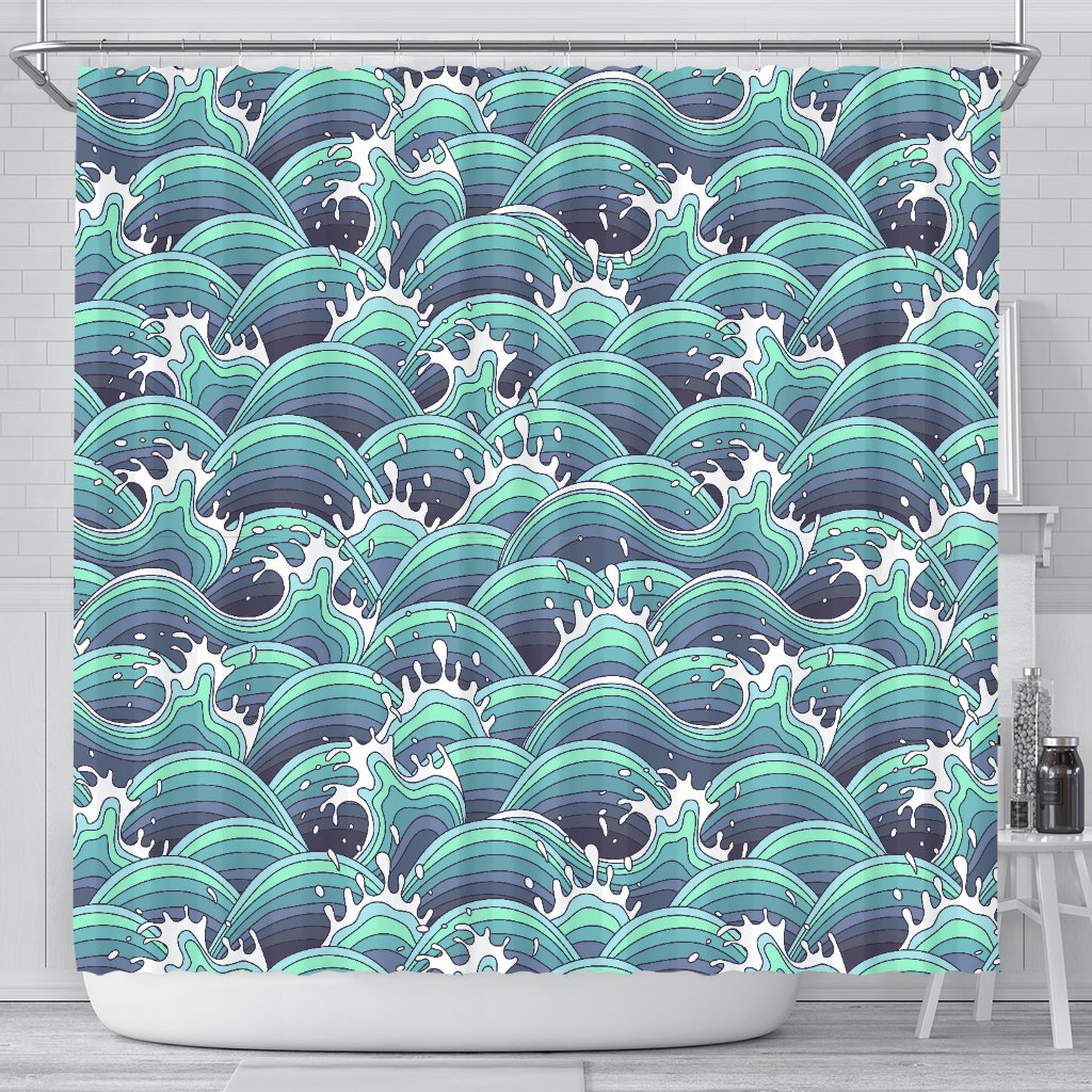 Surf Blue Wave Shower Curtain