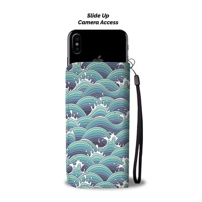 Surf Blue Wave Wallet Phone Case