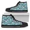 Surf Blue Wave Women High Top Canvas Shoes