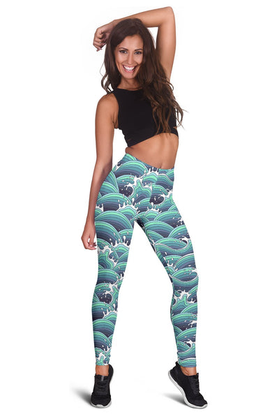 Surf Blue Wave Women Leggings