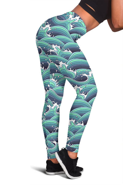 Surf Blue Wave Women Leggings