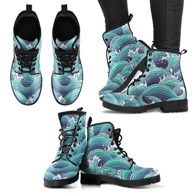 Surf Blue Wave Women & Men Leather Boots