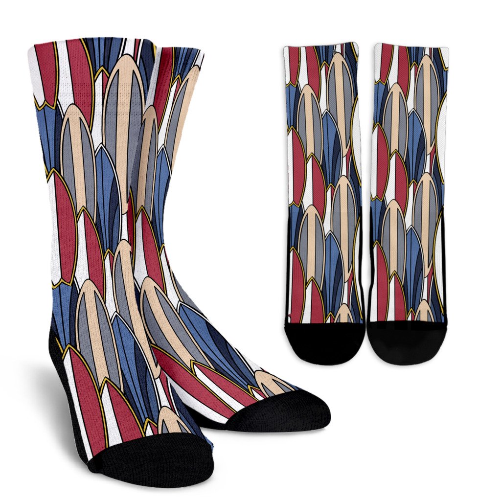 Surf board Pattern Crew Socks