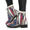 Surf board Pattern Faux Fur Leather Boots