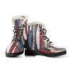 Surf board Pattern Faux Fur Leather Boots