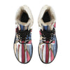 Surf board Pattern Faux Fur Leather Boots