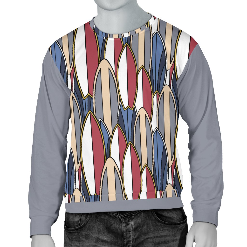 Surf Board Pattern Men Crewneck Sweatshirt