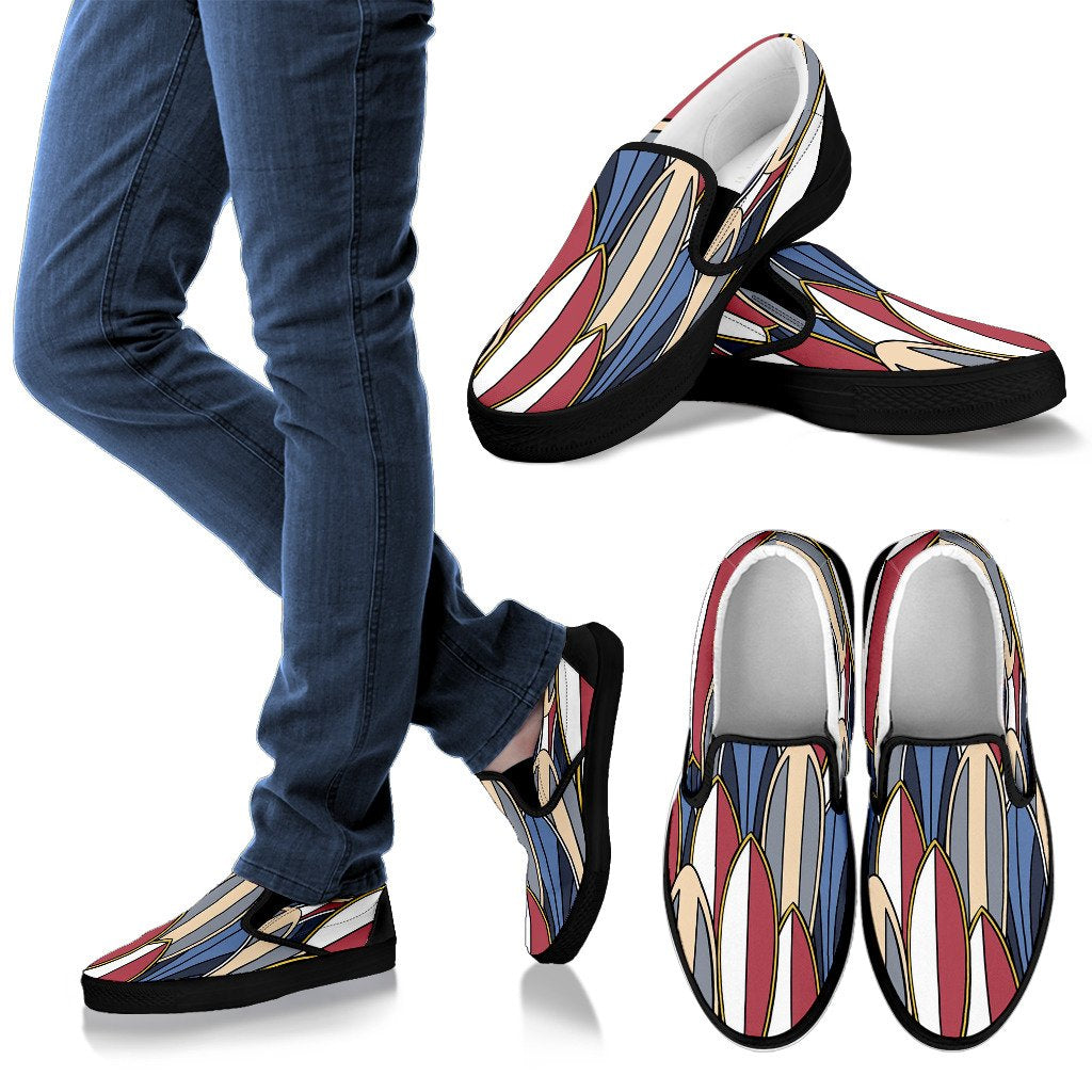 Surf Board Pattern Men Slip On Shoes