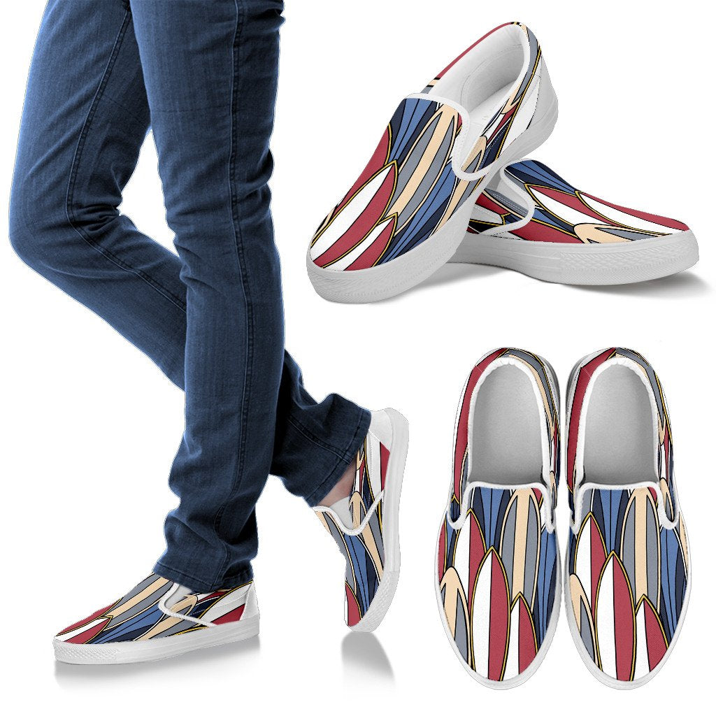 Surf Board Pattern Men Slip On Shoes