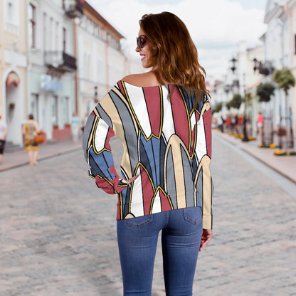 Surf Board Pattern Off Shoulder Sweatshirt