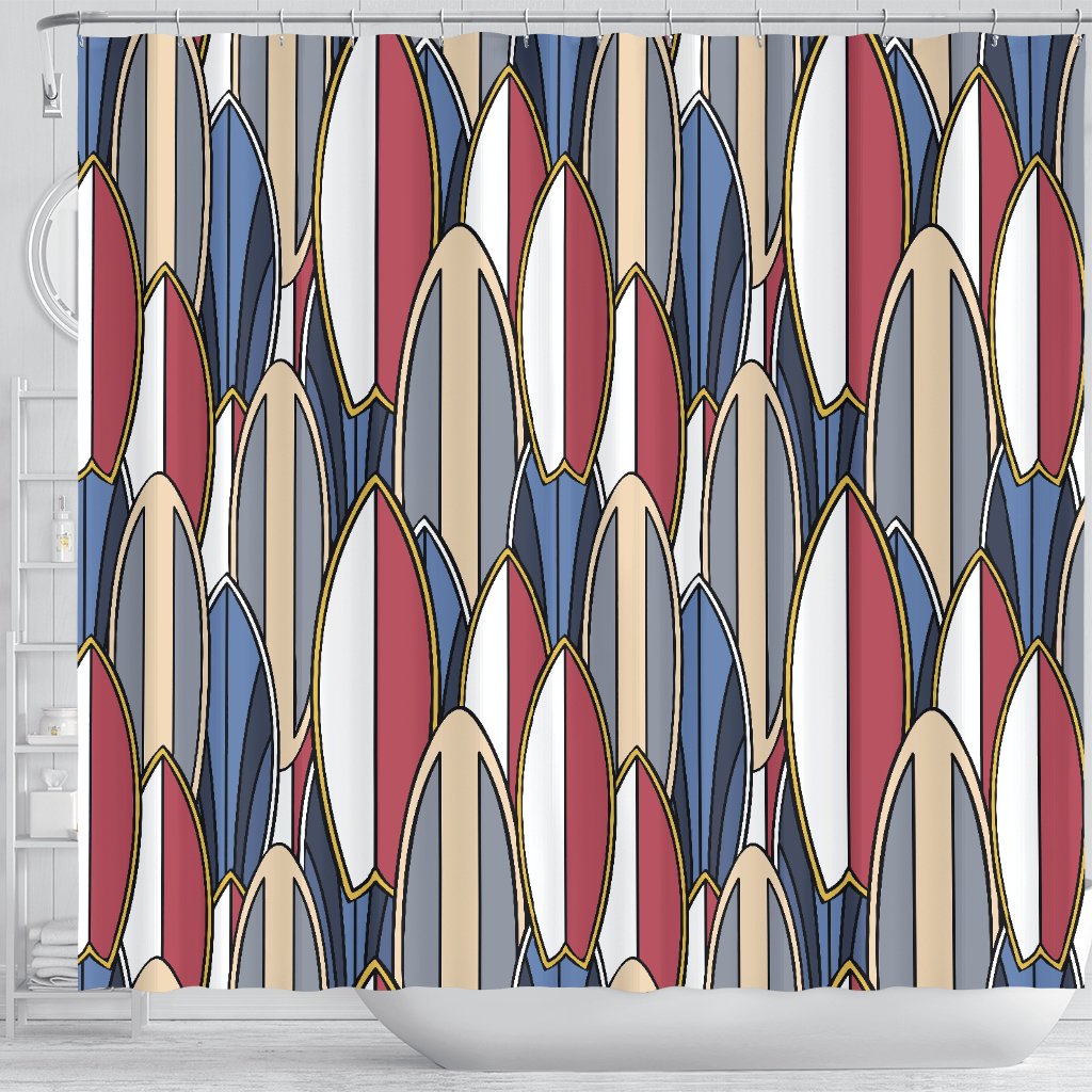 Surf Board Pattern Shower Curtain