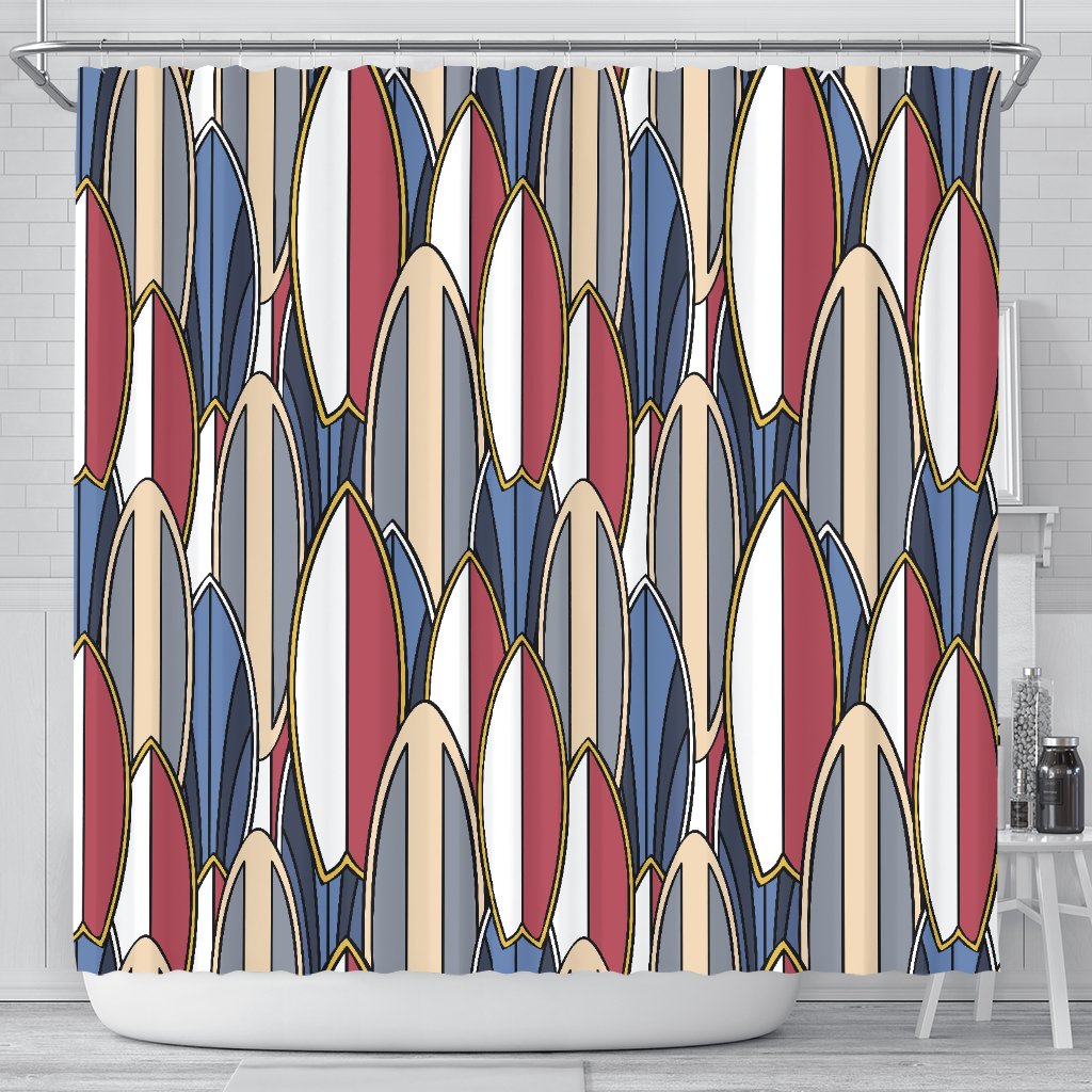 Surf Board Pattern Shower Curtain