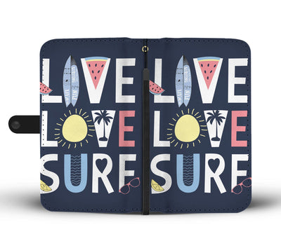 Surf Board Pattern Wallet Phone Case