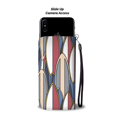 Surf Board Pattern Wallet Phone Case