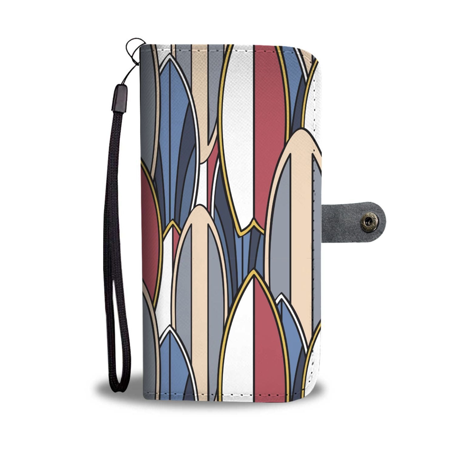 Surf Board Pattern Wallet Phone Case