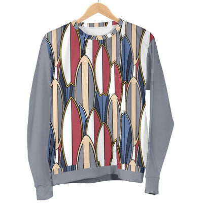 Surf Board Pattern Women Crewneck Sweatshirt