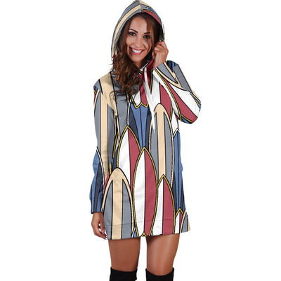 Surf Board Pattern Women Hoodie Dress