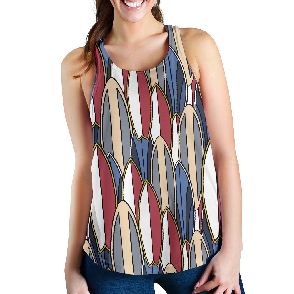 Surf Board Pattern Women Racerback Tank Top