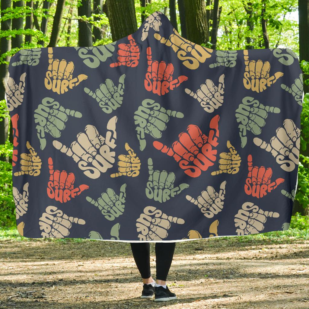 Surf Hand sign Hooded Blanket-JORJUNE.COM