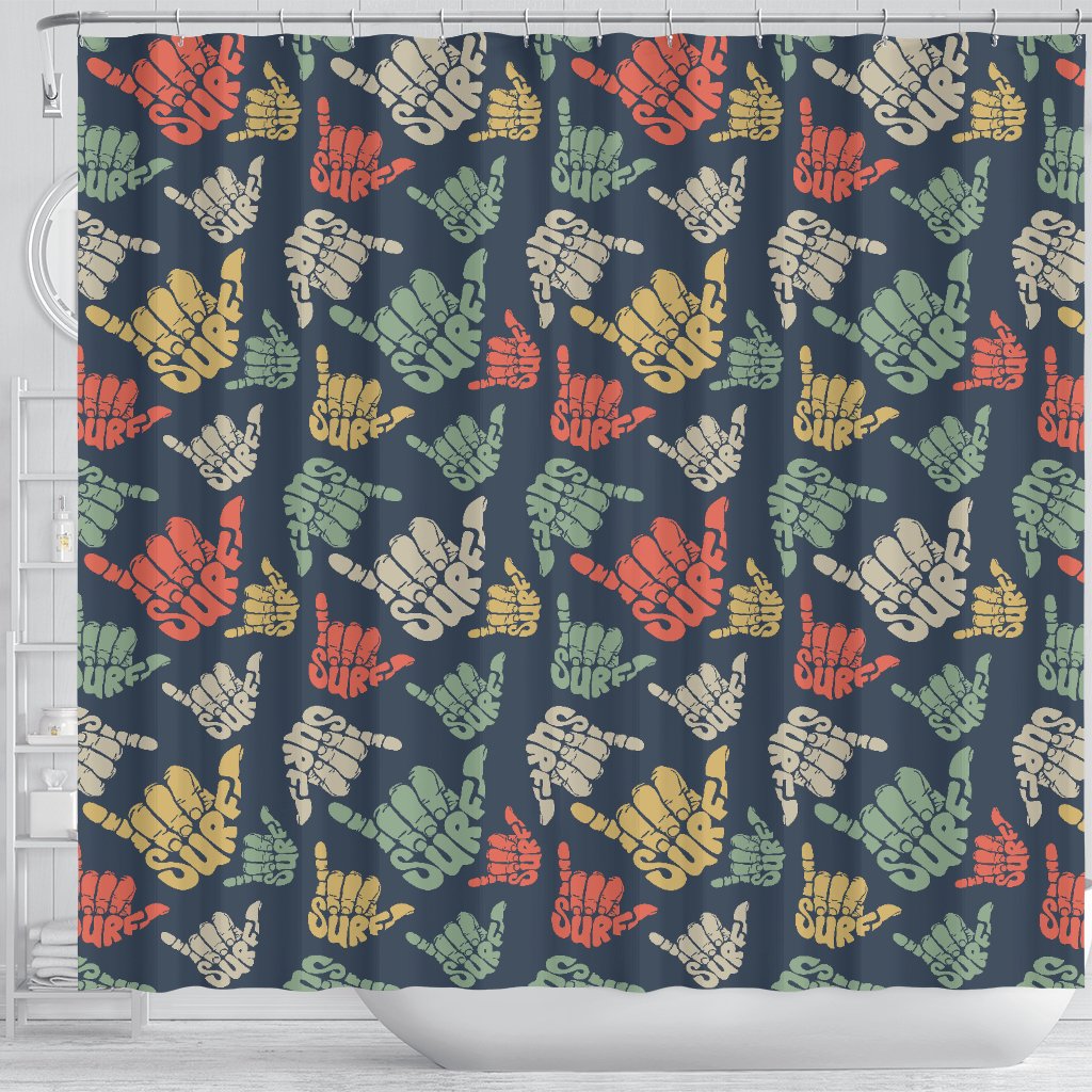 Surf Hand Sign Shower Curtain