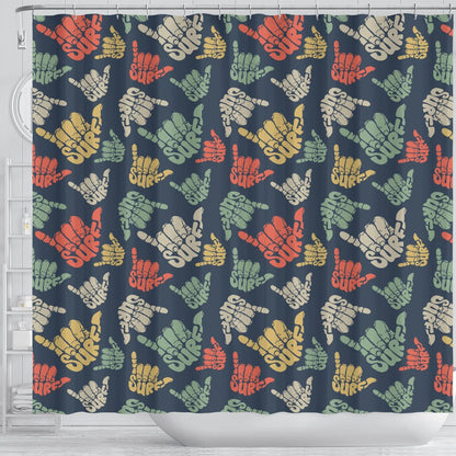 Surf Hand Sign Shower Curtain