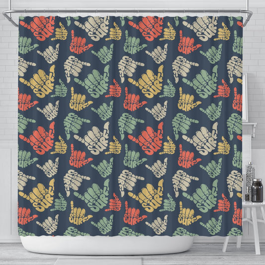 Surf Hand Sign Shower Curtain
