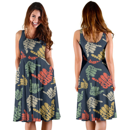 Surf Hand Sign Sleeveless Mini Dress