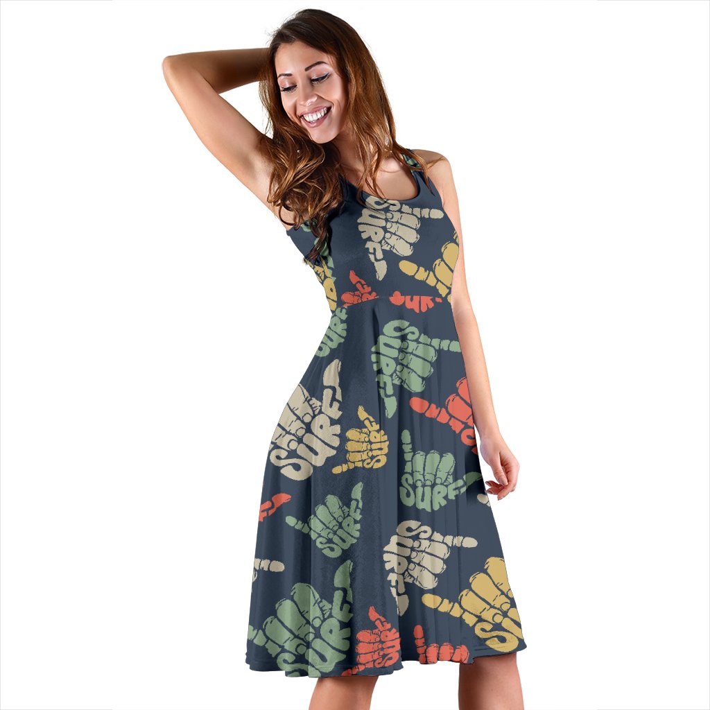Surf Hand Sign Sleeveless Mini Dress