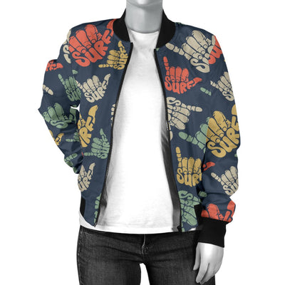 Surf Hand Sign Women Casual Bomber Jacket