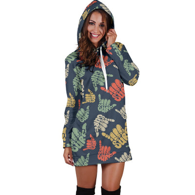 Surf Hand Sign Women Hoodie Dress