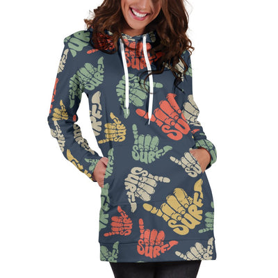 Surf Hand Sign Women Hoodie Dress