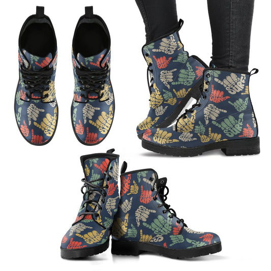 Surf Hand Sign Women Leather Boots