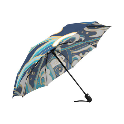 Surf Wave Pattern Automatic Foldable Umbrella